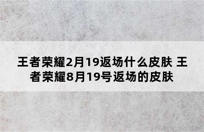 王者荣耀2月19返场什么皮肤 王者荣耀8月19号返场的皮肤